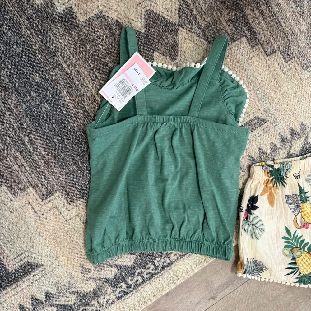 New Juicy Couture Boho Tank & Cream Tropical Print Tassel Shorts Girls sz 6 Set